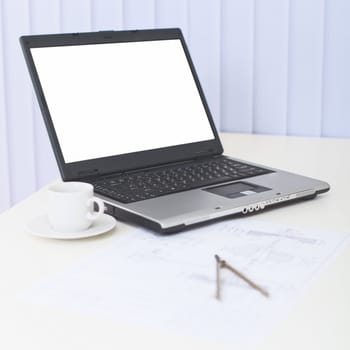 Business a still-life - the laptop on a table at office