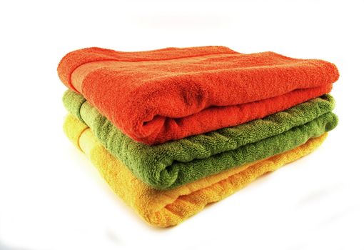 stock pictures of colorful bath towels stacked