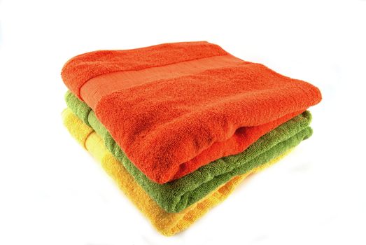 stock pictures of colorful bath towels stacked