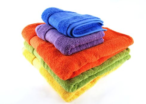 stock pictures of colorful bath towels stacked