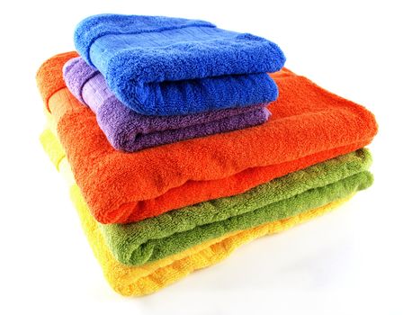 stock pictures of colorful bath towels stacked