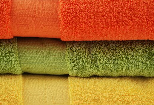 stock pictures of colorful bath towels stacked