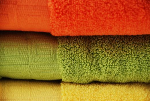 stock pictures of colorful bath towels stacked