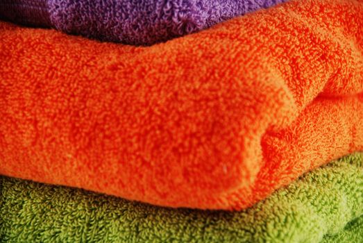 stock pictures of colorful bath towels stacked