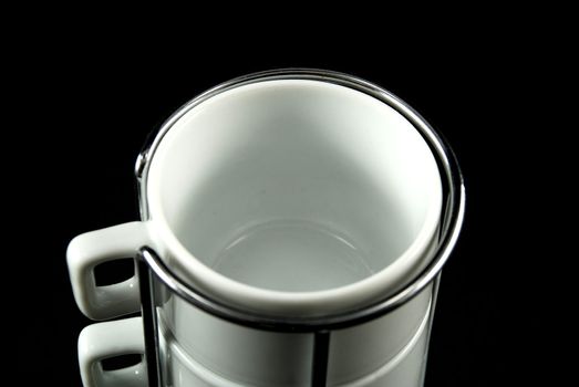 Stock pictures of coffee cups stacked for storage and usage