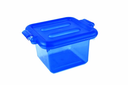 pictures of a blue plastic bin over a white background