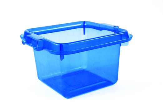 pictures of a blue plastic bin over a white background