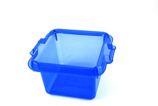 pictures of a blue plastic bin over a white background