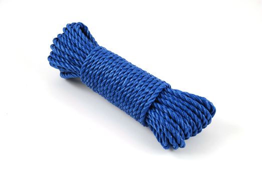 stock pictures of a coil and loop of blue rope