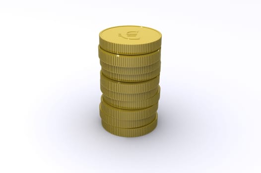 A Colourful 3d Rendered Stack of Euro Coins Illustration