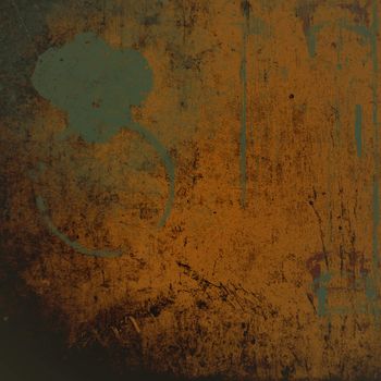 Dirty looking grunge background and brown stain with copy space