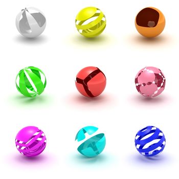 Spheres icons set isolated on white background.