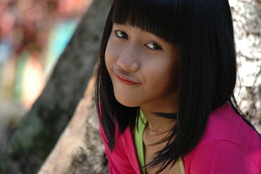 cute asian girl with nice smile expression