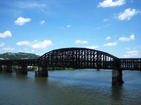 stock pictures of a metal bridge in a city