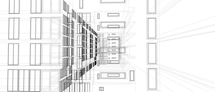 architecture 3d environment built using CAD