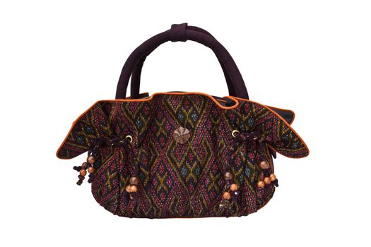 Handbag made ​​of Thai silk patterns Mudmee from Lopburi, Thailand.