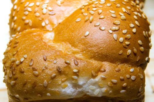 White bread baked from organic flour photographed close up