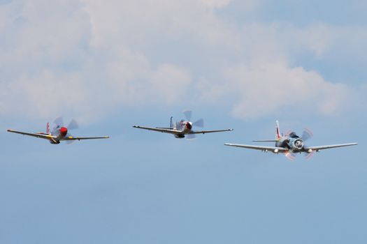 trio of war planes in flight