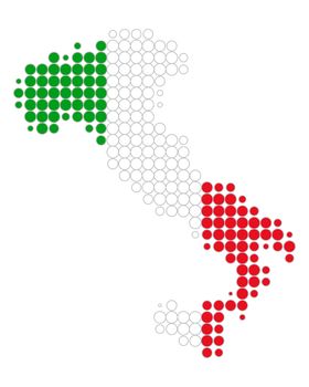 Map and flag of Italy