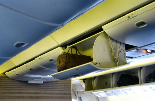 Details inside an airplane cabin