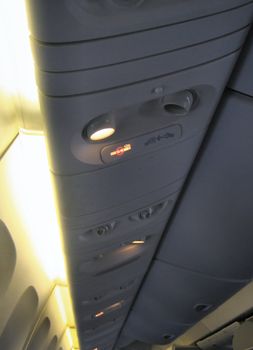 Details inside an airplane cabin