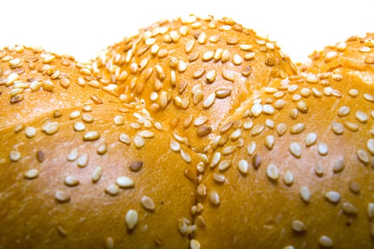 White bread baked from organic flour photographed close up