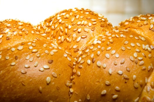 White bread baked from organic flour photographed close up