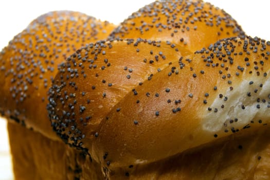 White bread baked from organic flour photographed close up