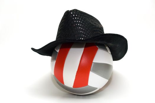 Ball for Sport games in Red, White and Grey colors on white background.