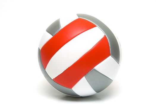 Ball for Sport games in Red, White and Grey colors on white background.