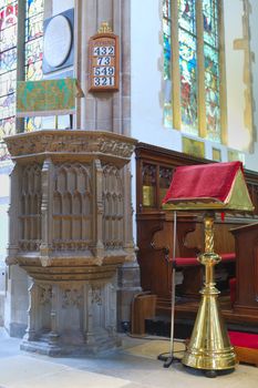 Empty pulpit in church