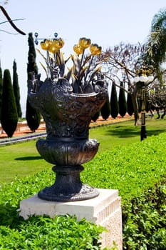 Park sculpture. Bahai park. Haifa. Israel