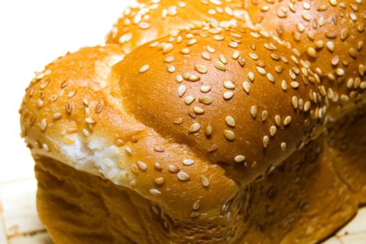 White bread baked from organic flour photographed close up