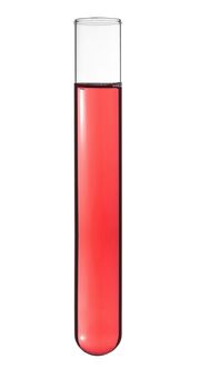 Isolated test tube with a red liquid.