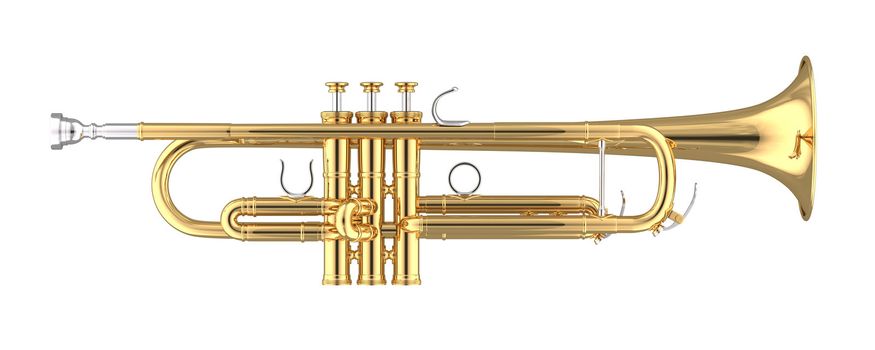 3D rendered trumpet on white background.
