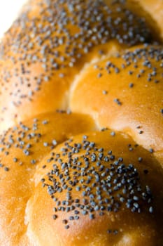 White bread baked from organic flour photographed close up