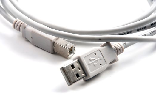 Stock pictures of USB cables and connectors used for computer equipment