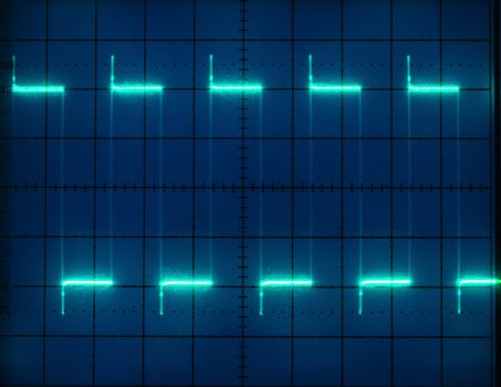 Stock pictures of waveform displays correspondig to several electrical and electronic signal for analysis