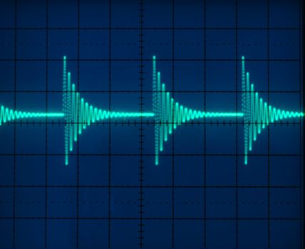 Stock pictures of waveform displays correspondig to several electrical and electronic signal for analysis