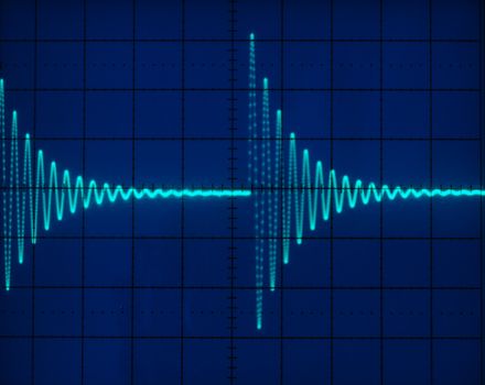 Stock pictures of waveform displays correspondig to several electrical and electronic signal for analysis