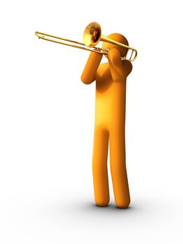 3D rendered stick figure playing Trombone.