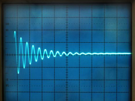 electrical signals displayed on the screen of an oscilloscope