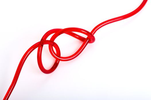 Knot of the gel red jumping-rope