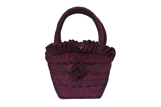 Handbag made ​​of Thai silk patterns Mudmee from Lopburi, Thailand.