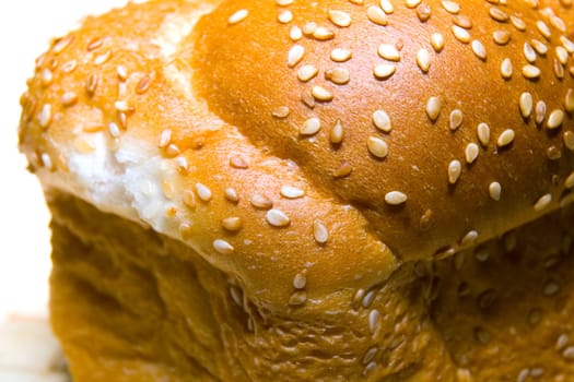 White bread baked from organic flour photographed close up