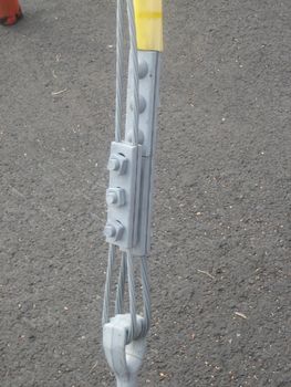 Close ups of wires for anchoring towers