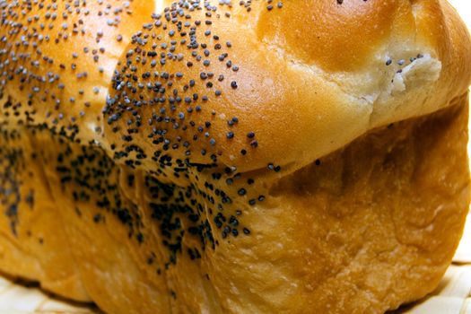 White bread baked from organic flour photographed close up