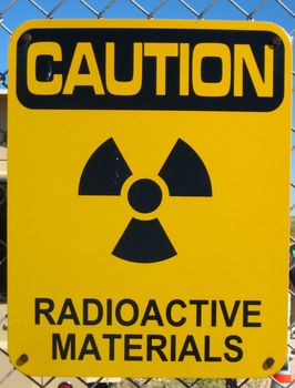 Sign warning for the presence of nuclear and radioactive materials