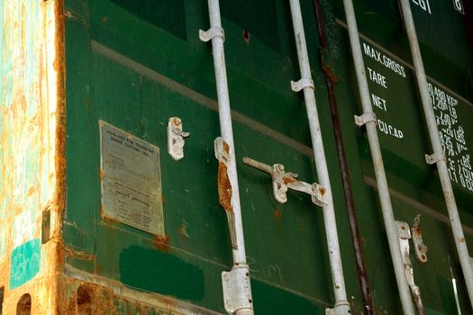 The closed doors of the container for sea transportations