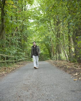 Man walking along a country lane